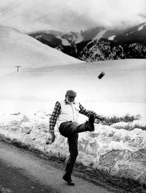 Ernest Hemingway kicking the can down the road